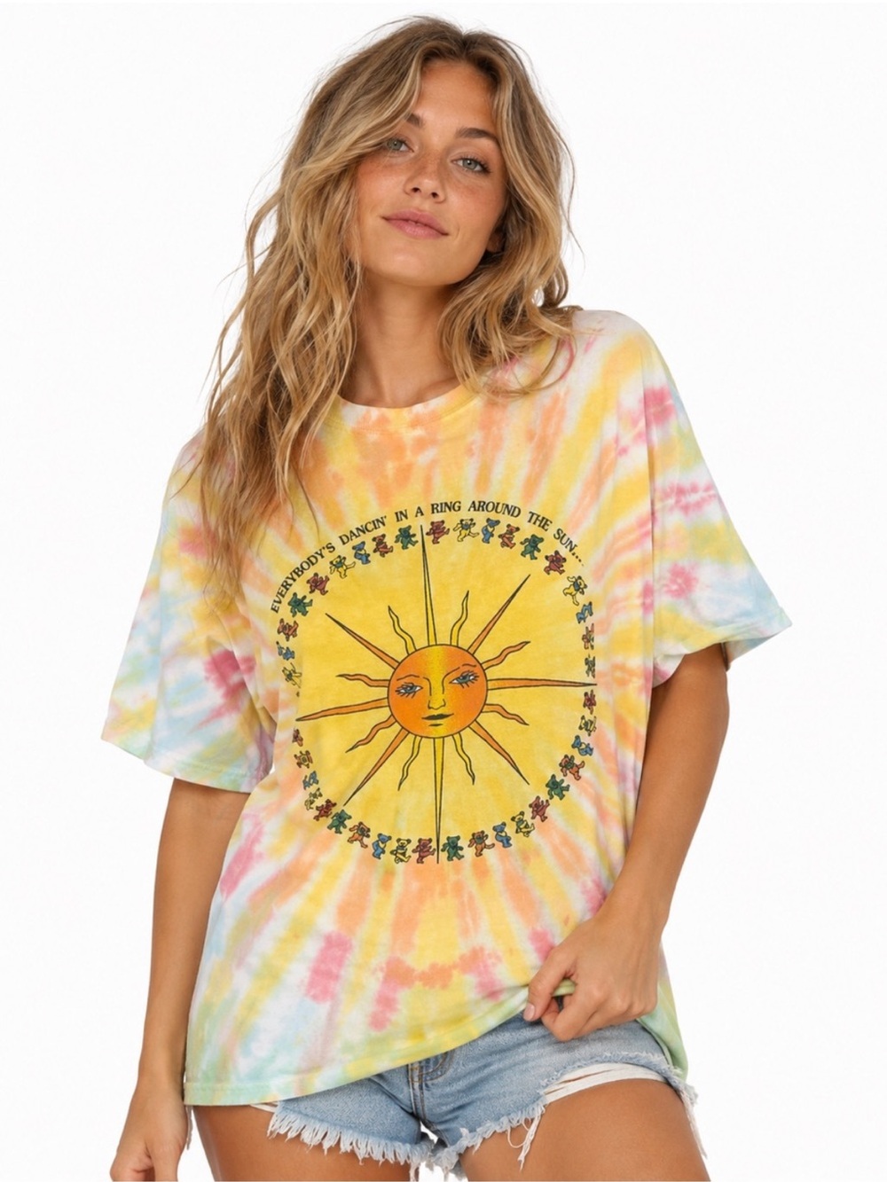 Grateful Dead Sundog Tie Dye T-Shirt sz Large Dancing Bears Ring Around the Sun
